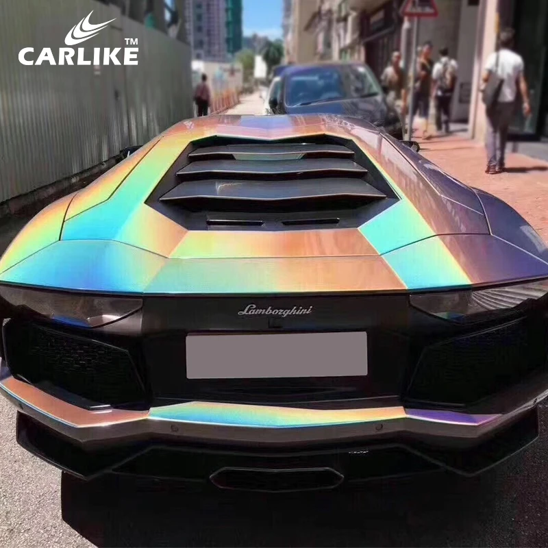 CARLIKE синий блестящий хамелеоновый лазерный винил автомобиля обёрточная бумага