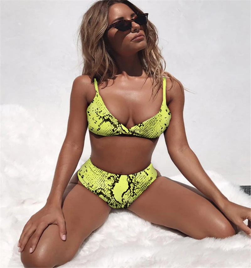 2019 летний сексуальный женский бандажный бикини с леопардовым принтом питона