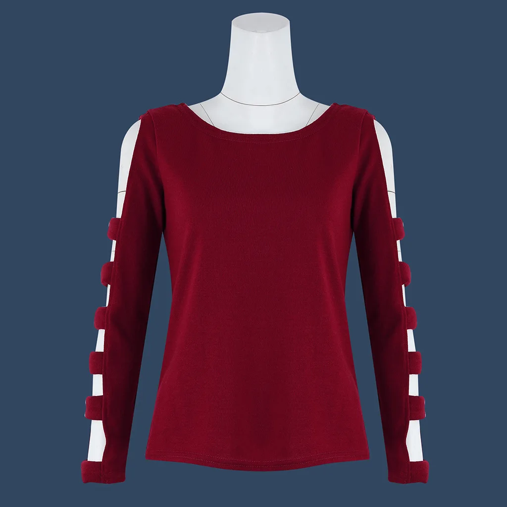 Womens Loose Long Sleeve Sweater Solid Knitted Off Shoulder Jumper Pullover Tops Sweaters Blouse Women | Женская одежда