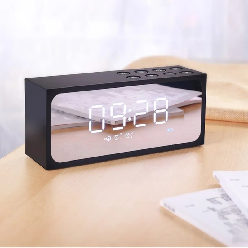 2 в 1 цифровой будильник LED зеркало беспроводной bluetooth динамик HIFI тяжелый бас