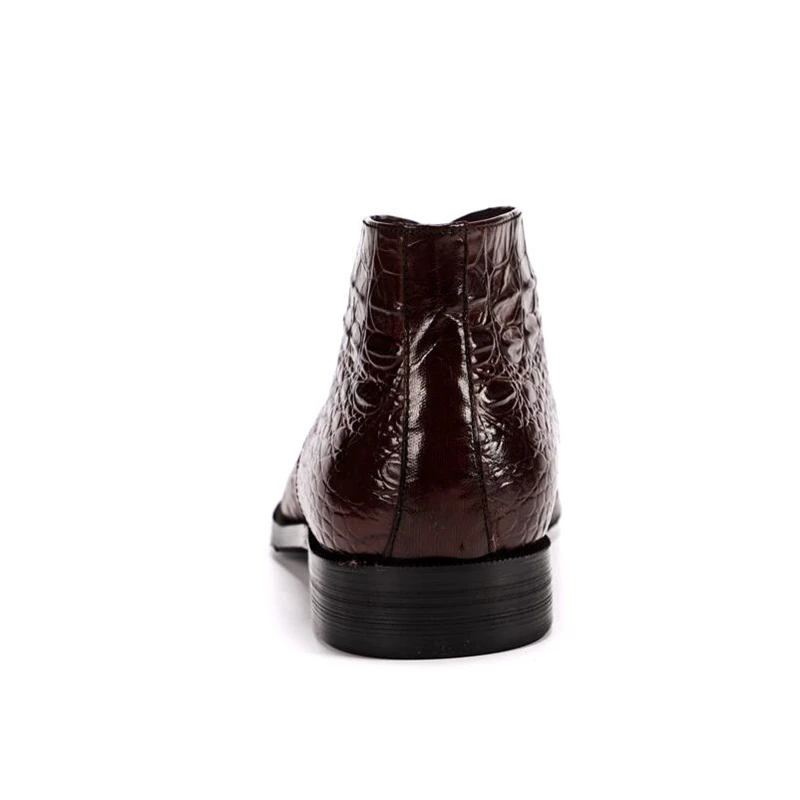 

Luxury Crocodile Grain Leather Boots Men Pointed Toe Full Grain Leather Italy Formal Shoes Men Winter Wedding Shoes Man