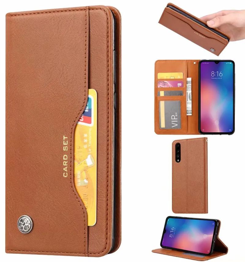 Кожаный чехол-книжка с отделением для карт Xiaomi Mi9 Business Coque Capinha Mi 9 SE Explorer
