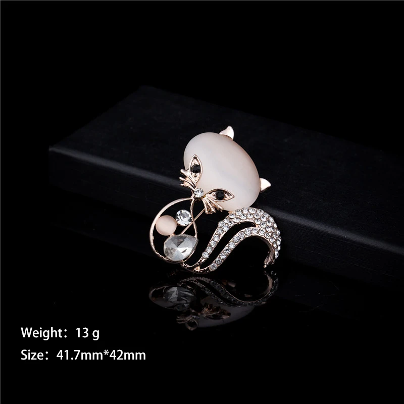 New Fashion Opal Stone Cute Cat Brooch for Women Pin Decorative Garment Accessories Wedding Bridal Dress Jewelry | Украшения и