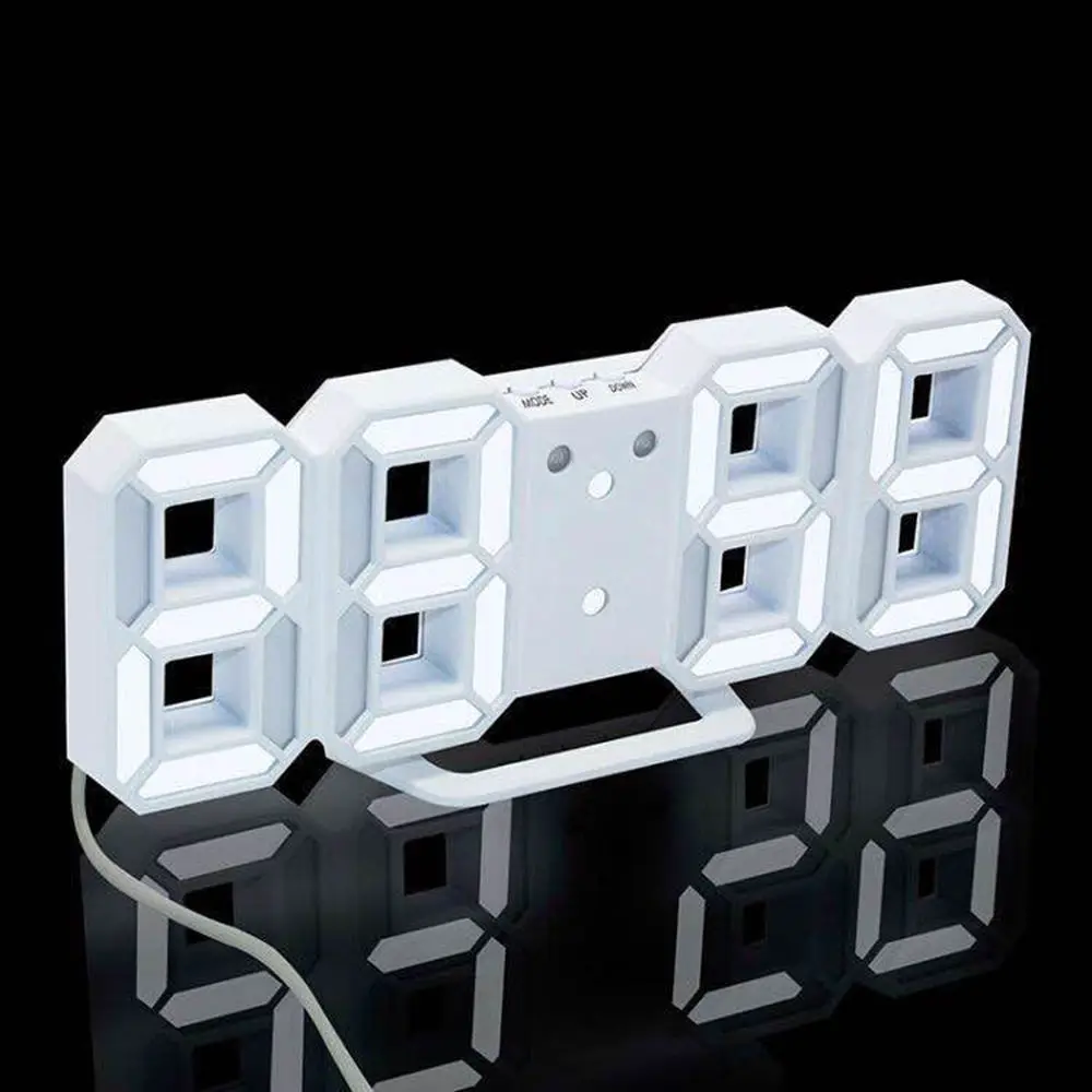 3D цифровые часы простые модные светодиодные электронные USB вилка настенные