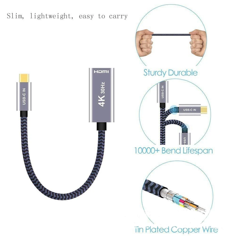 Новый кабель type C к Hdmi Male Hd 4K 60Hz ТВ алюминиевый корпус|Адаптеры Type-C| |