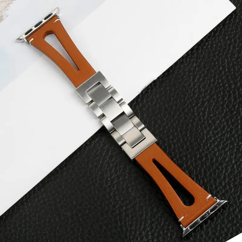 Кожа Нержавеющая сталь ремешок с пряжкой для часов браслет iWatch 1 2 3 | Электроника