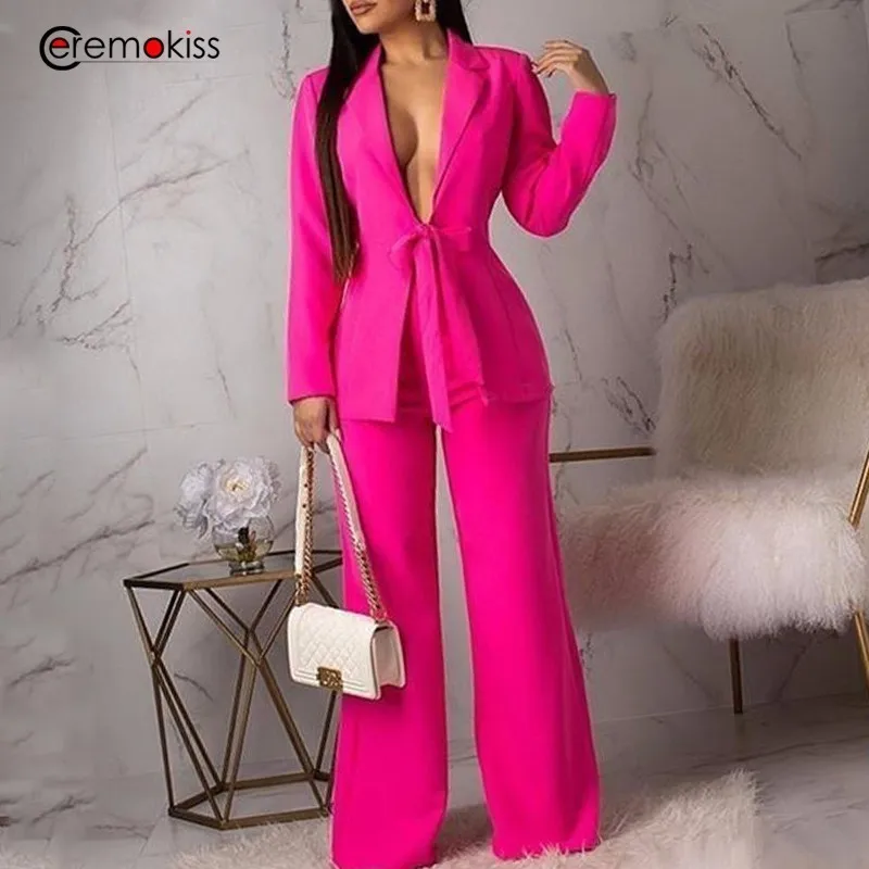 Ceremokiss Formal Pantsuits Work Fashion 2 Piece Pant Suit Female Women Suits Set Career Jackets Pants Two piece Trousers|Брючные