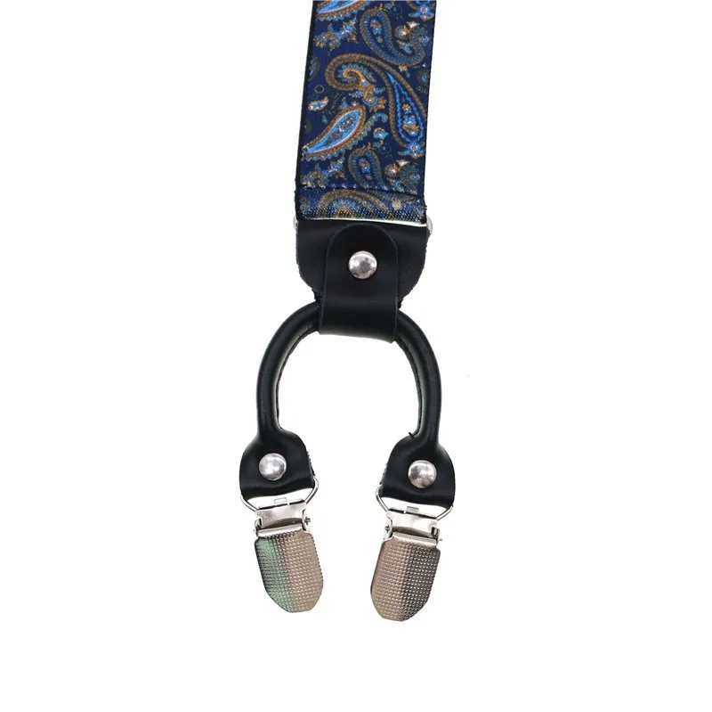 Black Real Leather 6 Clips Suspenders Braces Vintage Casual Suspensorio Tirante Trousers Strap Bretele Dad/Husband's Gift|Мужские