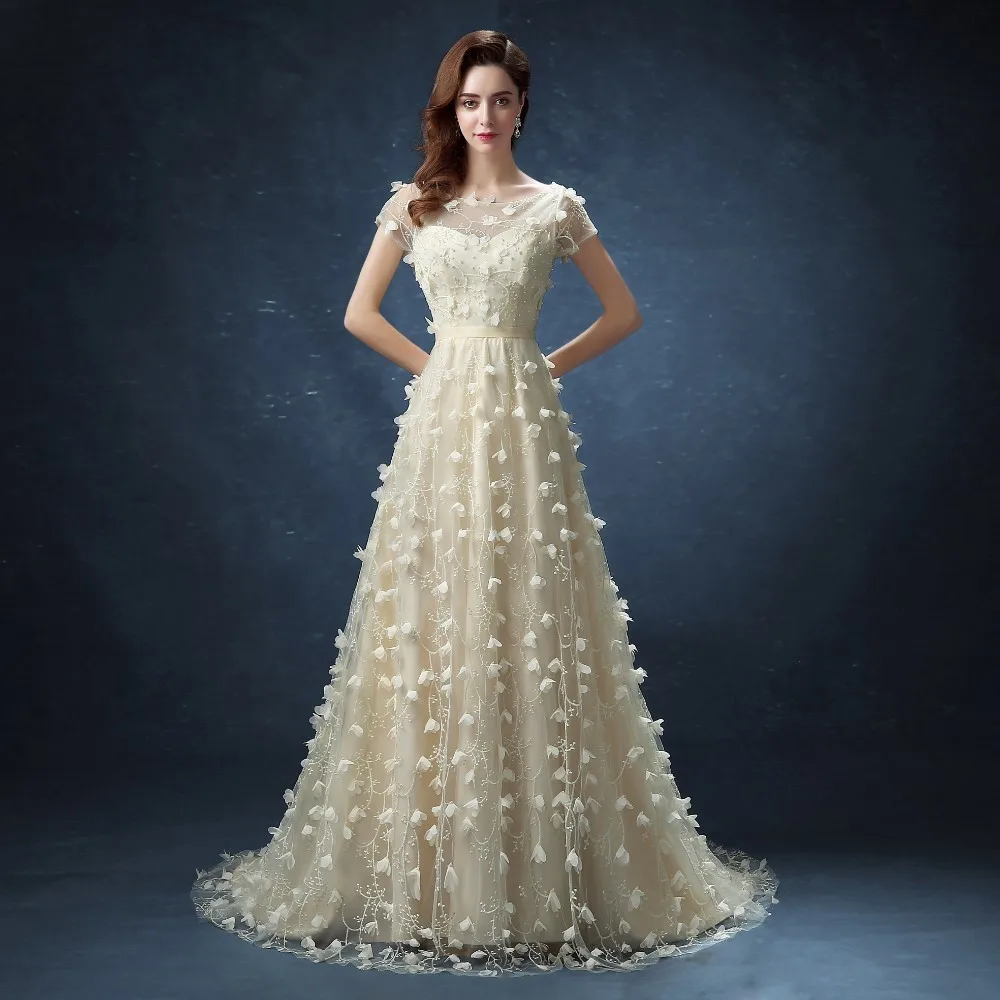 Женское вечернее платье Vivian's Bridal милое Сетчатое с 3d цветочной аппликацией и