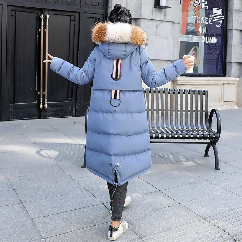 Korean 2021 New Loose Plus Size Casual Long Winter Jacket Women Real Raccoon Hair Collar Down Cotton Padded Parka A603 | Женская одежда
