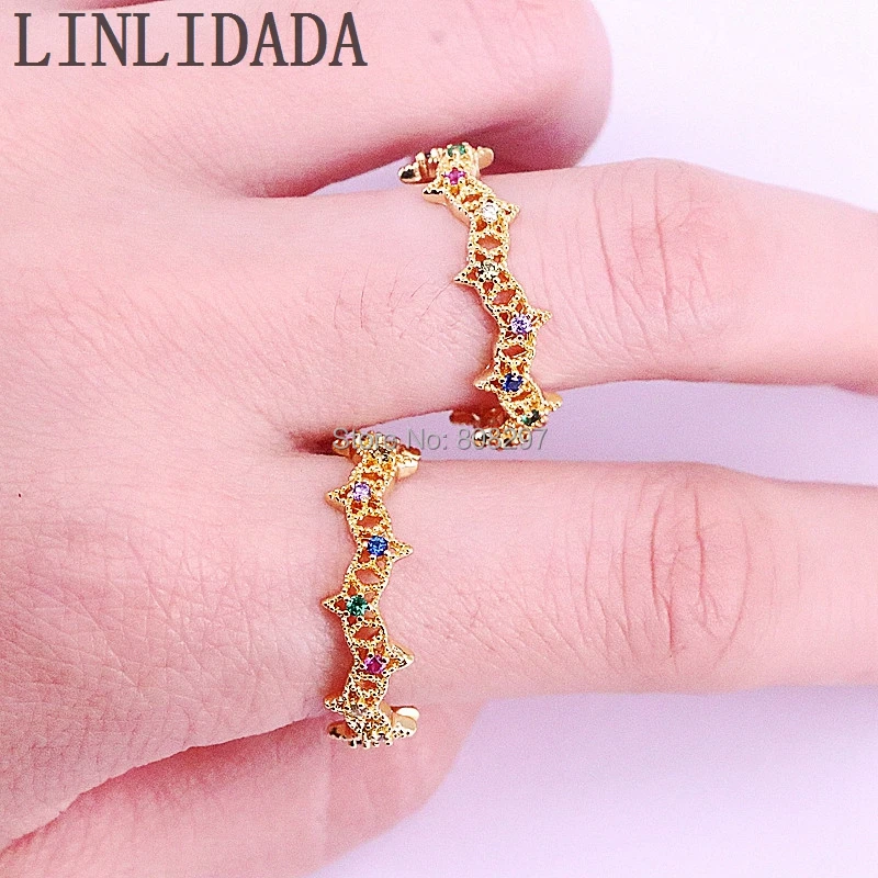 

2019 Latest 5Pcs Rainbow Cubic Zircon Colorful CZ fashion simple Finger Rings For Women Party Jewelry Gift