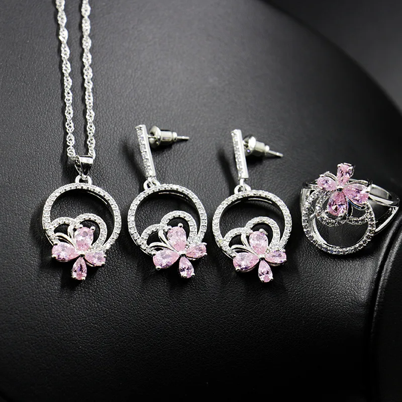 PinkZircon серебро 925 ювелирные наборы для украшения женский набор серьги с камнями