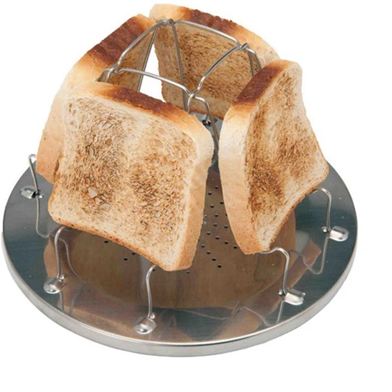 4 ломтика Кемпинг хлеб тост лоток Газовая Плита барбекю кемпинг тостер стойка |
