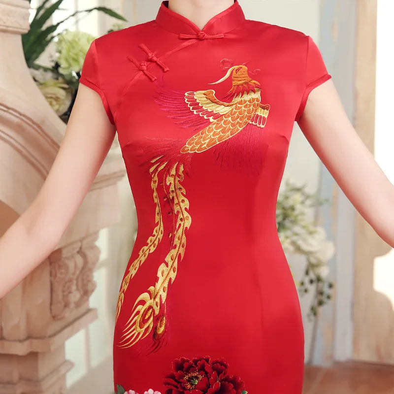 SHENG COCO XXL платье в восточном стиле с Фениксом пионами Qi Pao китайские платья мини
