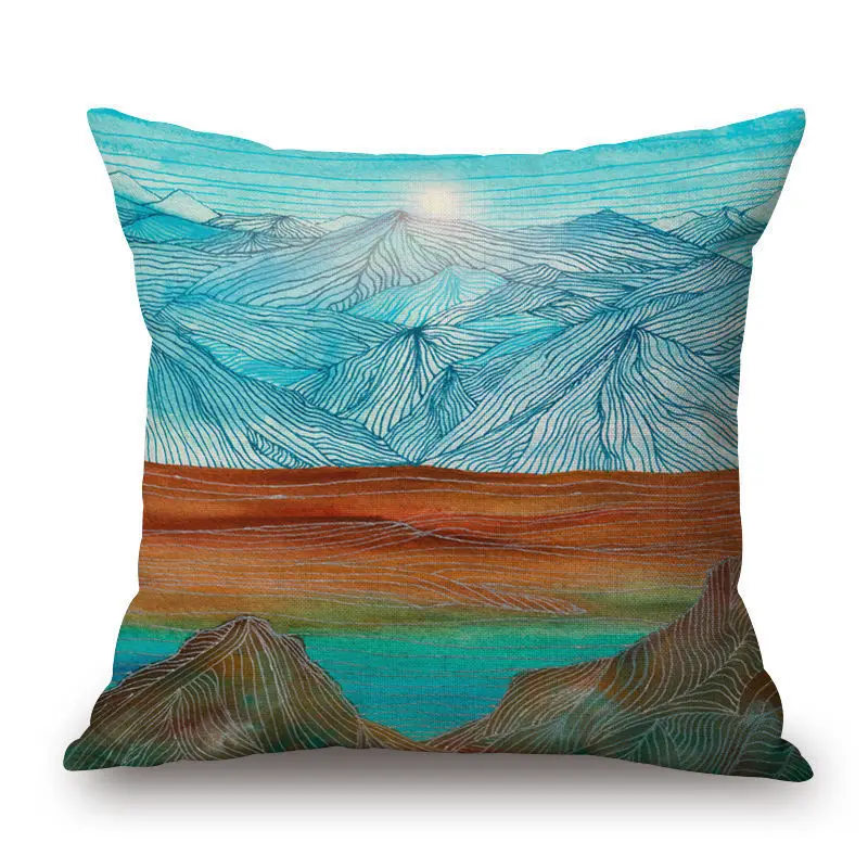 18x18 Home Cotton Linen Waist Cushion Pillw Case Cover Mountain Soft Room Gifts Single Sides Printing | Дом и сад