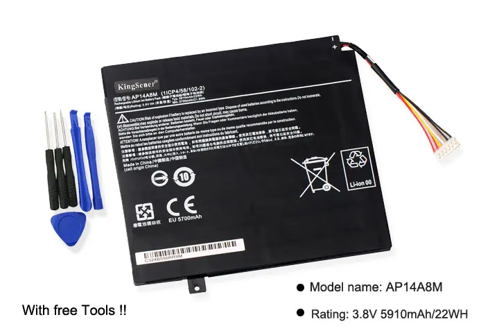 KingSener AP14A8M Батарея acer Iconia Tab 10 Батарея Замена A3-A20 A3-A20FHD SW5-011 SW5-012 AP14A8M AP14A4M 5910 мА-ч
