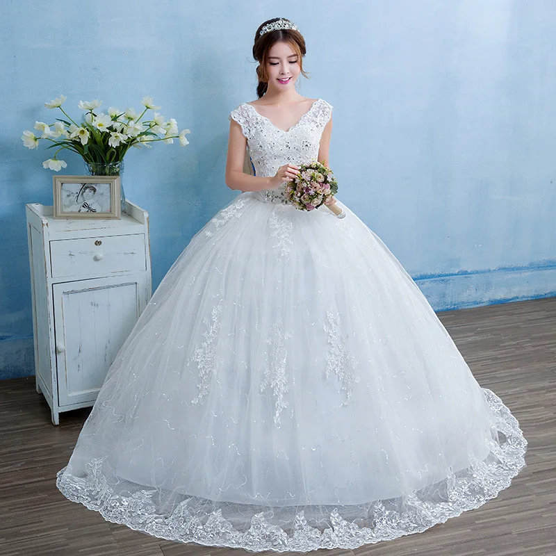 Robe De Mariee элегантные свадебные платья с блестками v-образным вырезом без рукавов