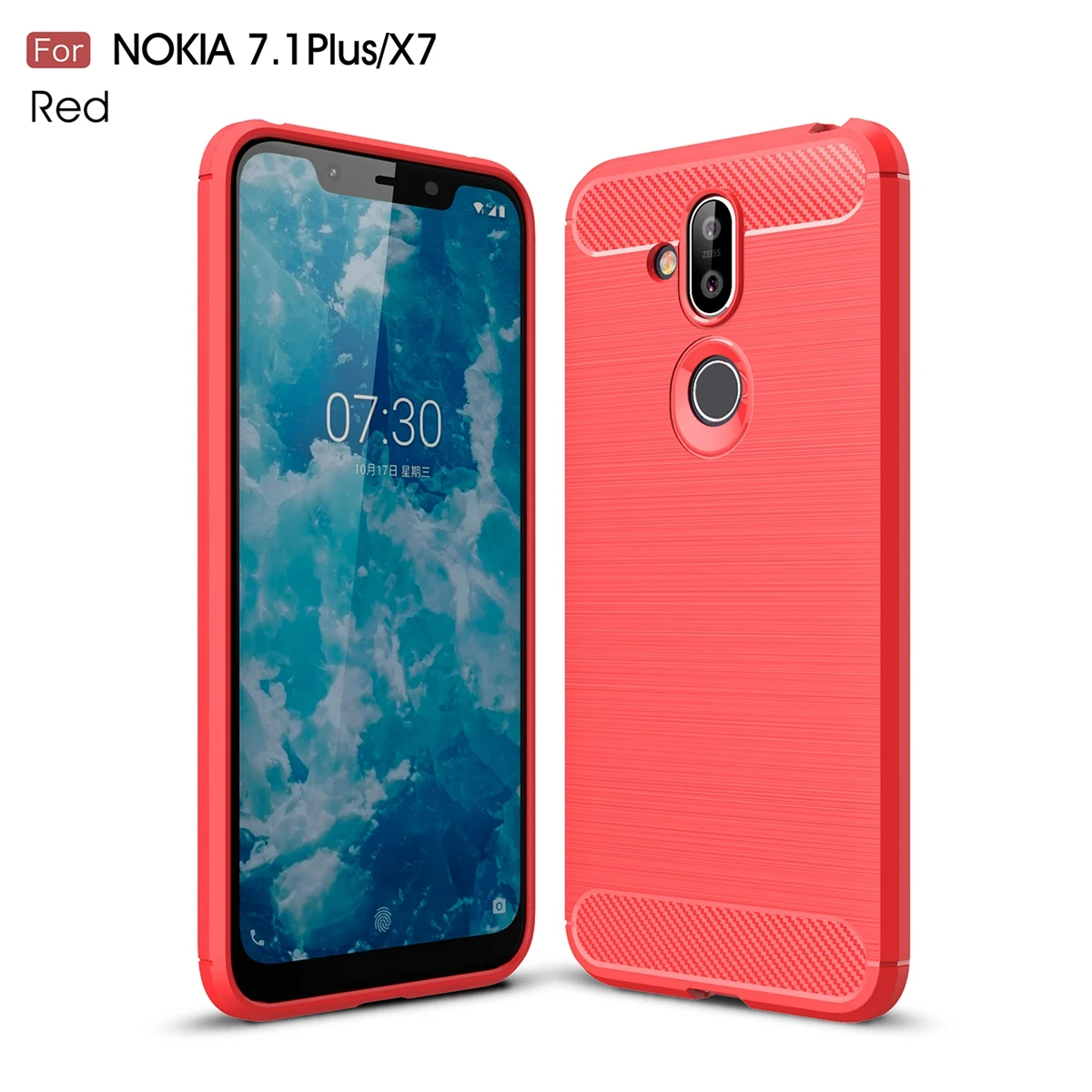 CASEWIN For Nokia 8.1 7.1 Plus (Nokia X7) Back Case Slim Carbon Fiber Phone Anti-Scratch Protective Cover |