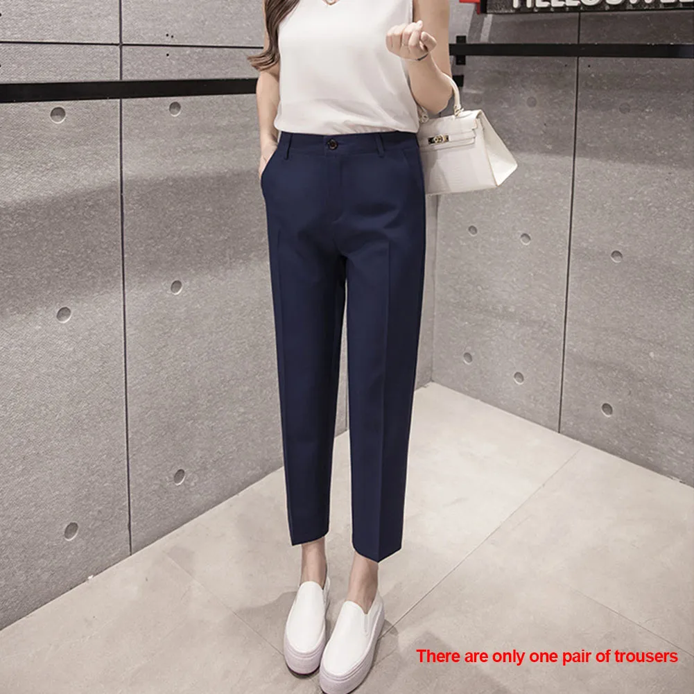 Для женщин офисные Модные шаровары прямые ноги OL стиль девять брюки для девочек