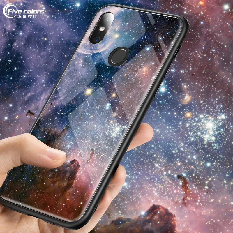 Marble Space Star Tempered Glass Case For Xiaomi Mi Max 2 3 Soft TPU Edge Xiomi 5S Plus Phone Cases for Redmi 5 S2 Cover |