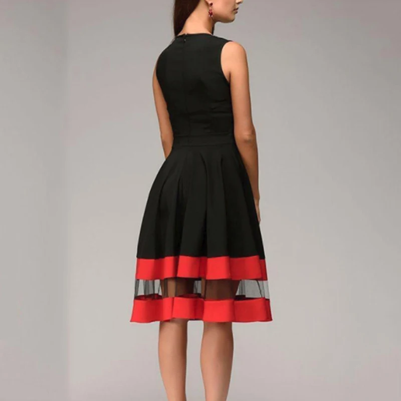 Женское платье трапециевидной формы Вечеринка сарафан качели Винтаж без рукавов