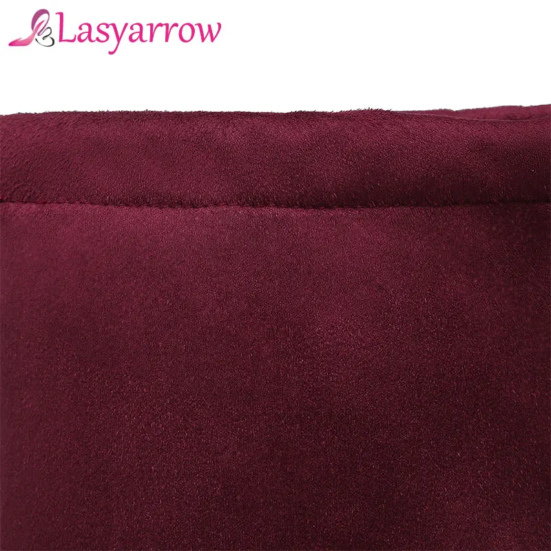 Осенние сапоги Lasyarrow выше колена на толстом высоком каблуке высокие до бедра со