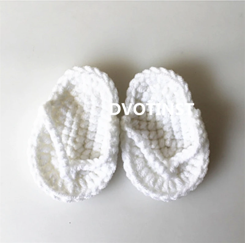 Dvotinst Newborn Photography Props Baby Knit Crochet Mini Slippers Little Flip Flop Bebe Studio Shooting Photo Prop Accessories | Мать и