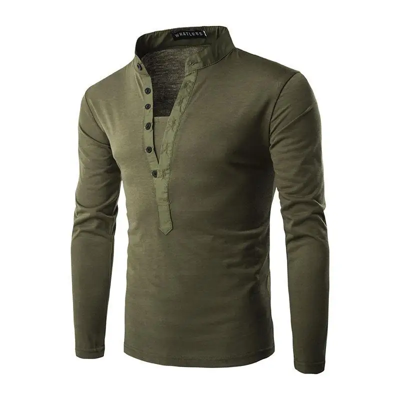 Для мужчин Цвет Футболка Slim Fit Повседневное пуловер с длинными рукавами Топы