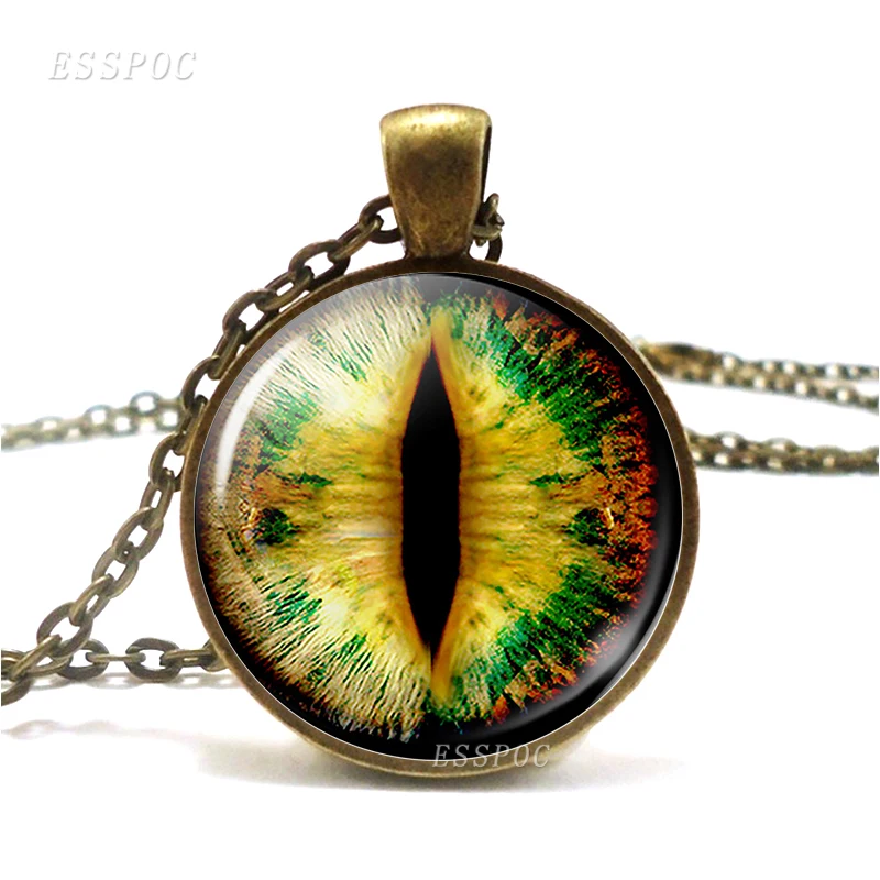 Fiery ожерелье Глаз Дракона ретро цепочка стимпанк зеленая искусственная