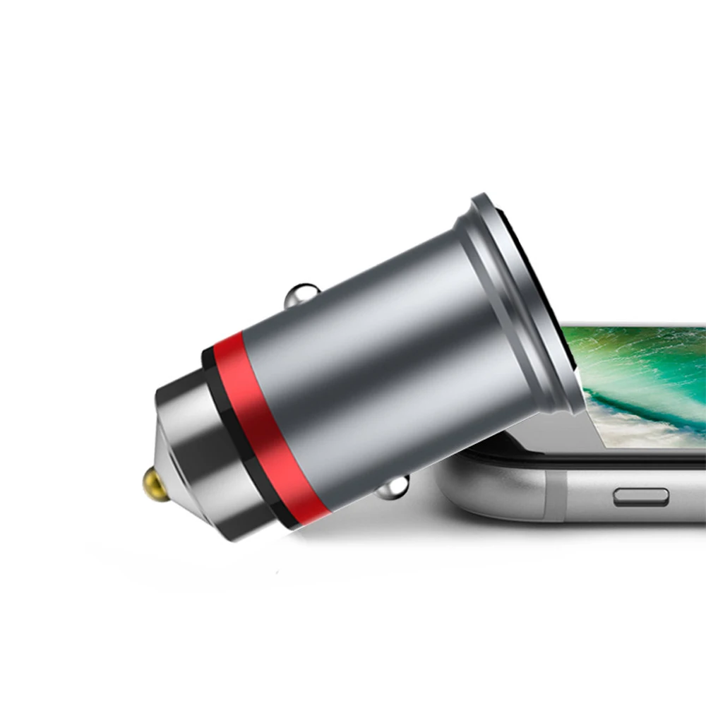 Универсальный светодиодный двойной USB Металлический Мини Автомобильное