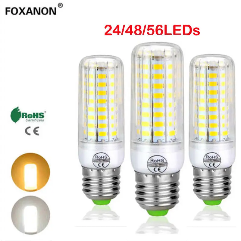 1 шт. E27 24/48/56 светодиодный s 220V 5730 SMD Светодиодная лампа светильник LED Теплый/белый