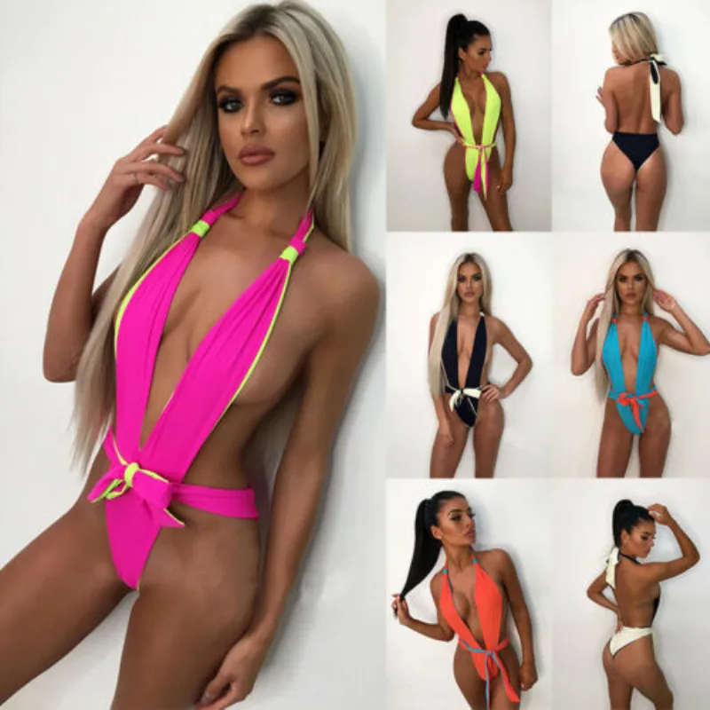 Женское модное летнее Бандажное бикини Цельный купальник пуш-ап женский с