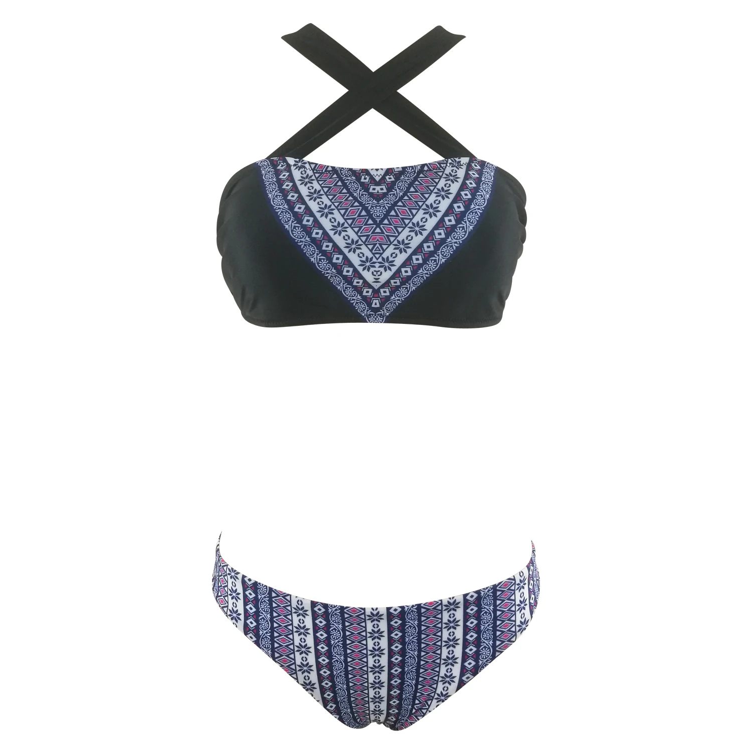 Женский купальник пуш-ап с бюстгальтером бандажный комплект бикини треугольный