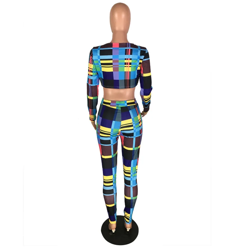 Женский комплект из 2 предметов укороченный топ и брюки в полоску с длинным