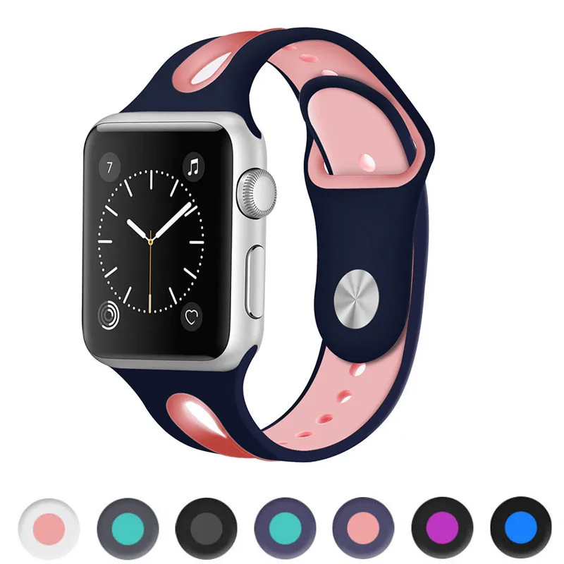 Ремешок резиновый для Apple Watch Band 44 мм 40 спортивный силиконовый браслет наручных