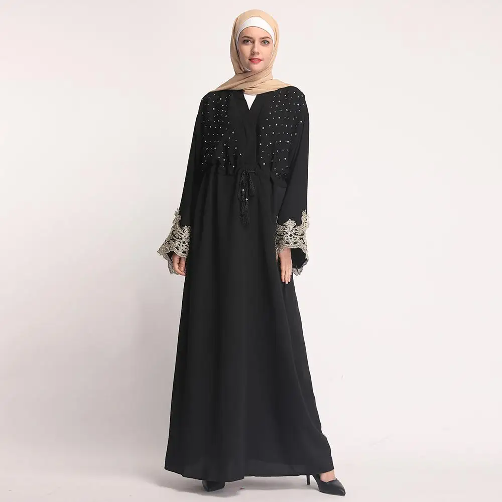 Женские мусульманские Длинные платья Abaya длинное платье с блестками и кружевом