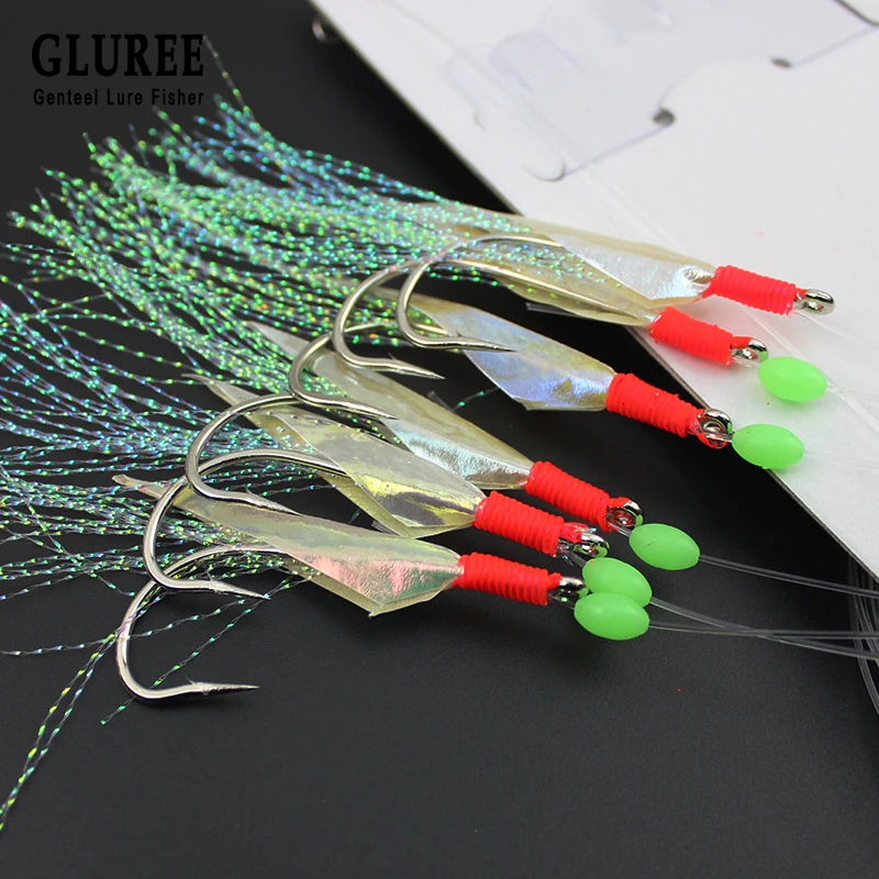 GLUREE 27 # рыболовный крючок светящаяся рыбья кожа запах колючий 6 маленьких рыболовных крючков морские