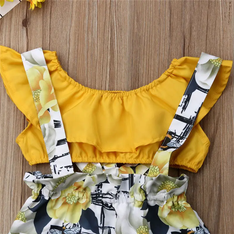 Pudcoco/Высококачественный комплект одежды с цветочным принтом для маленьких