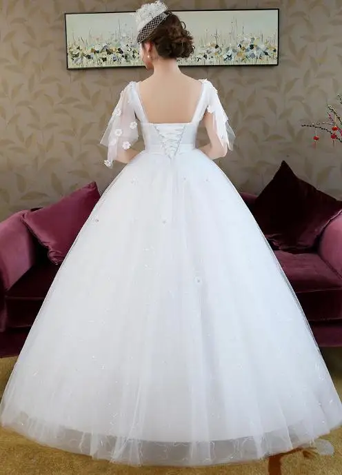 LASONCE Элегантный Цветы Pleat V шеи Кружева Свадебные и Бальные платья Кристалл Sash
