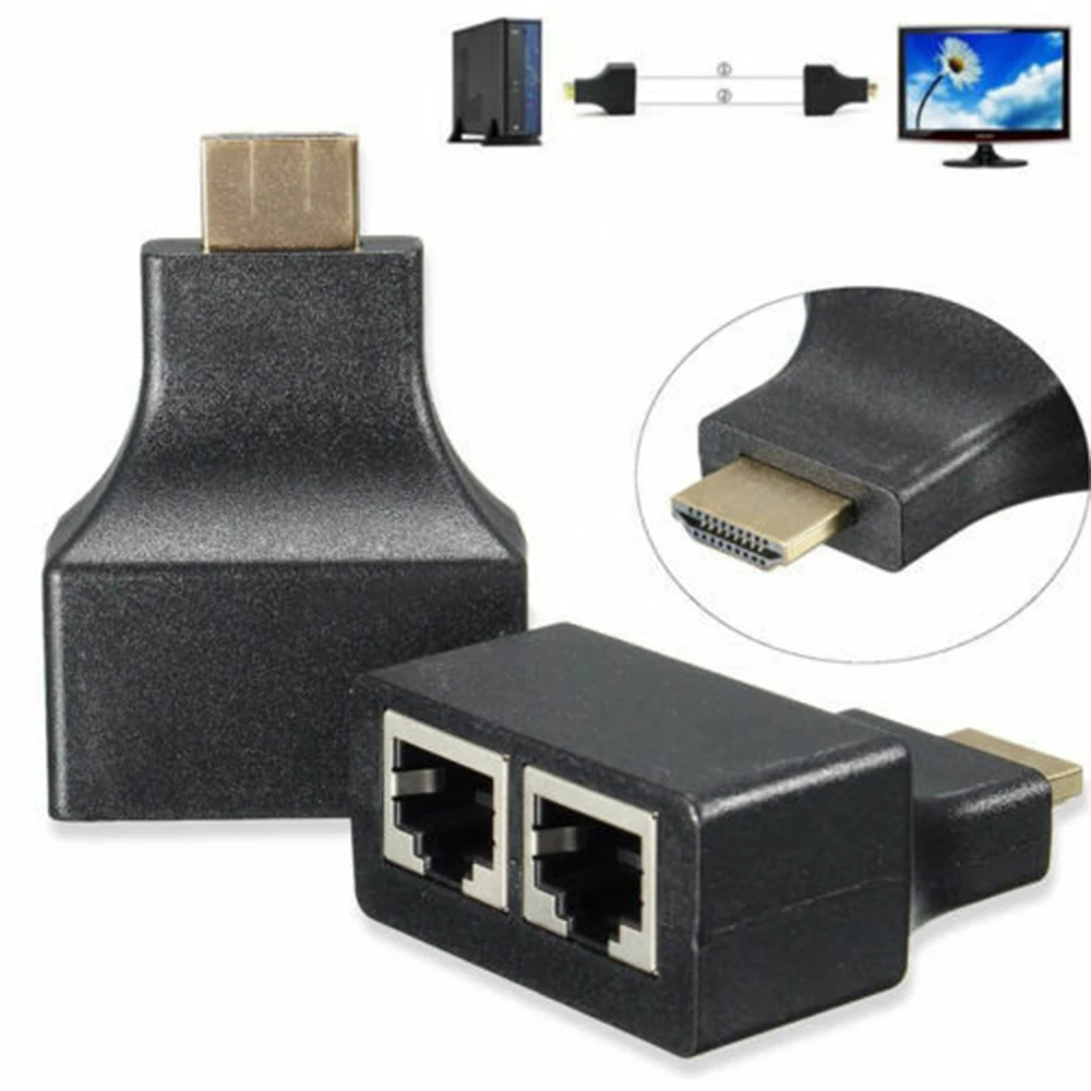 Cat Over 5e/6 HDMI удлинитель для RJ45 Pro 1080P двойной сетевой Ethernet адаптер 30 м| |