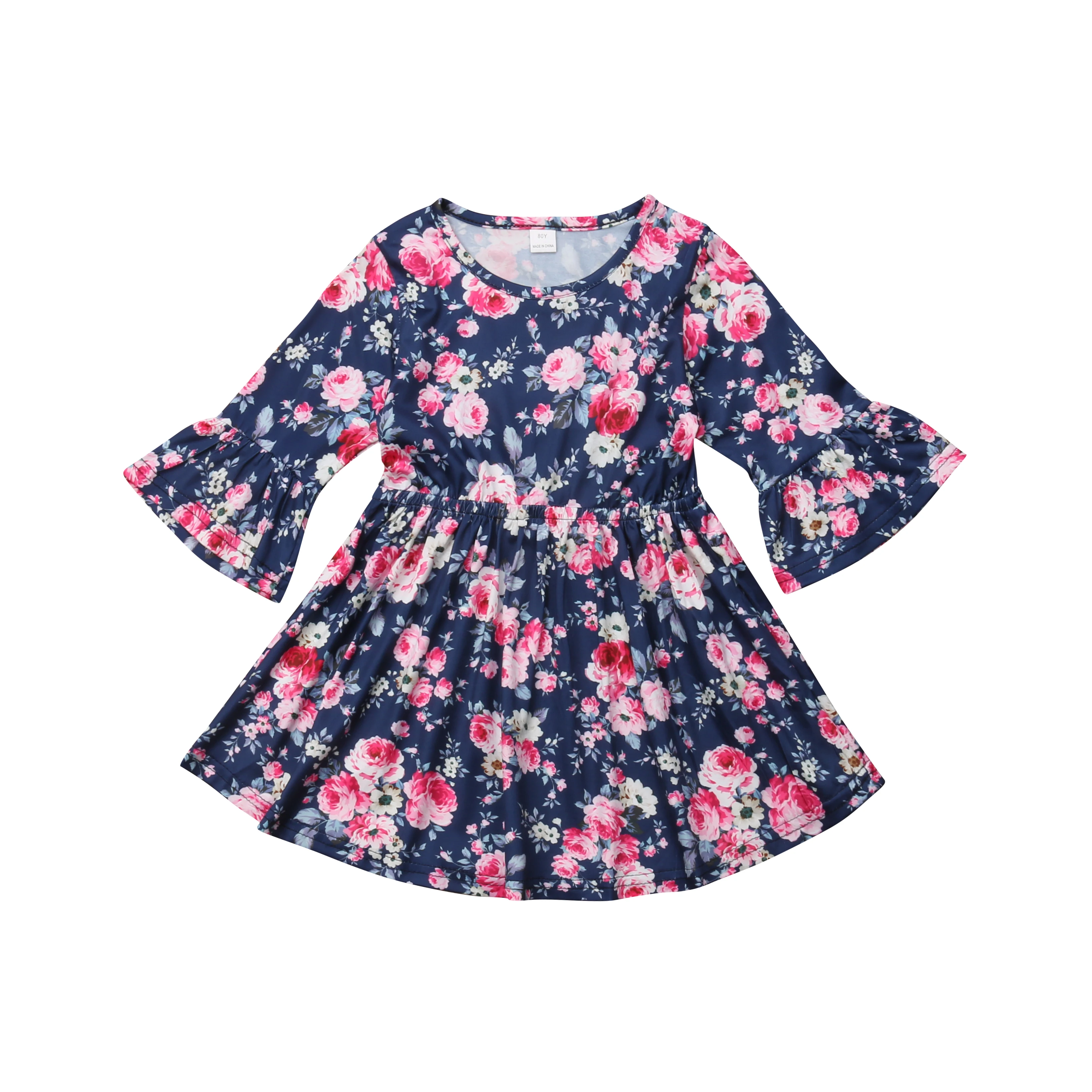 New Arrival NewbornToddler Infant Kids Baby Girls Dress Floral Cotton O-neck Popular Princess Party Autumn Casual Dresses | Детская