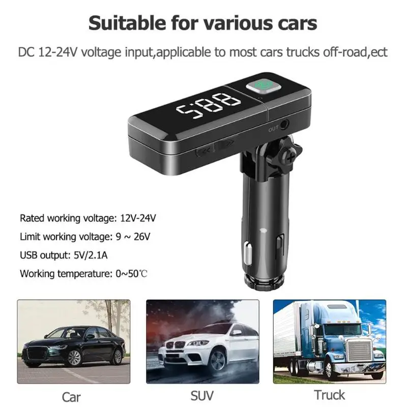 VODOOL складной беспроводной Bluetooth автомобильный комплект ЖК дисплей Hands free fm