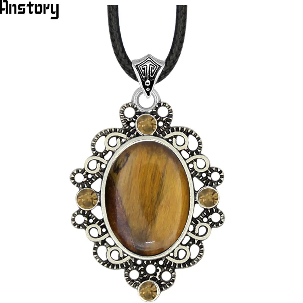 Tiger Eyes Natural Stone Crystal Necklace Earrings Jewelry Sets Vintage Look Antique Silver Plated Fashion TS464|Ювелирные наборы| |