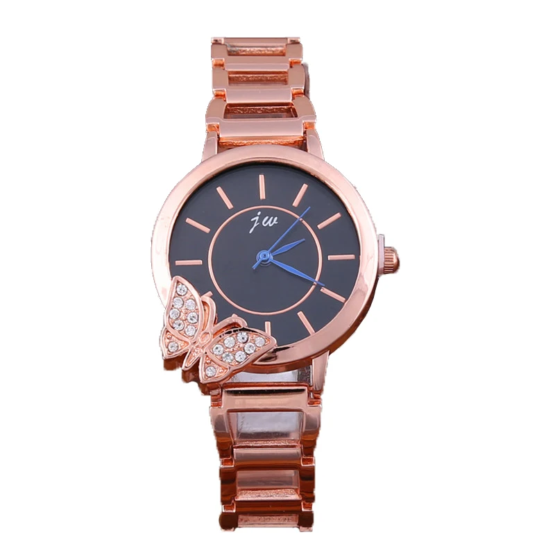 Новые модные женские часы браслет кварцевые наручные Алмазная бабочка стальные |