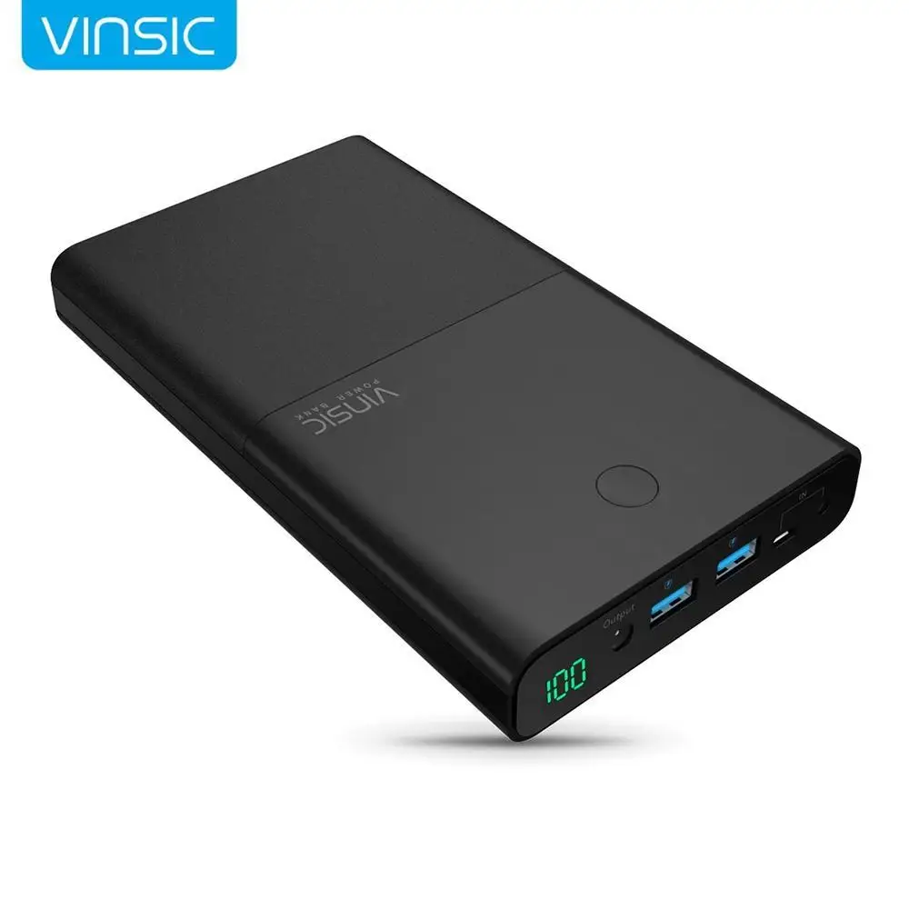 Vinsic 30000mAh Блок питания ноутбука 4.5A 19V DC 2 USB внешний аккумулятор зарядное