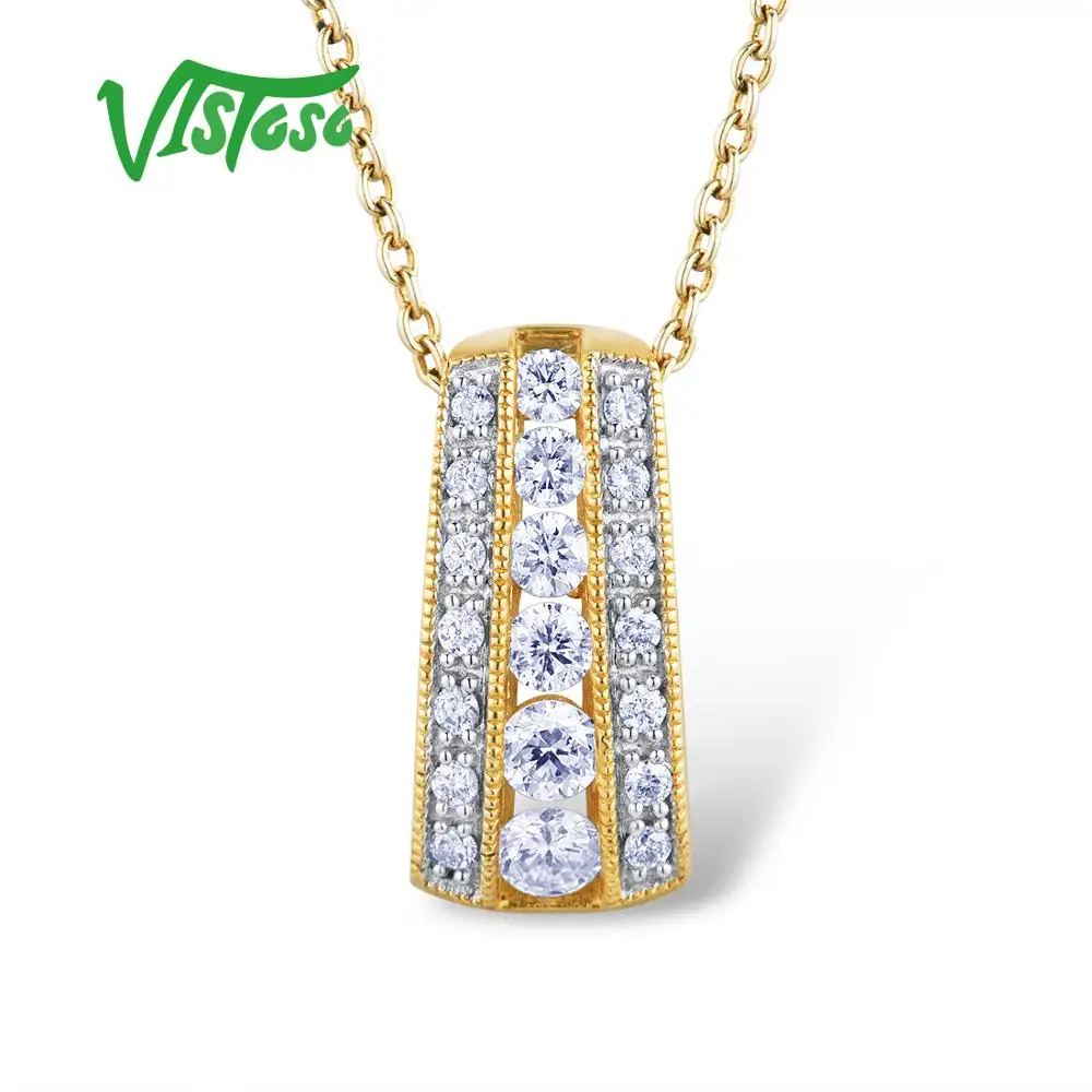 Женское золотое ожерелье VISTOSO серебряное с блестящим бриллиантом 9K 375 ювелирные