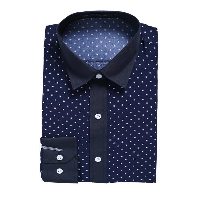 Хлопковая мужская рубашка повседневная классическая в горошек Camisa Masculina |