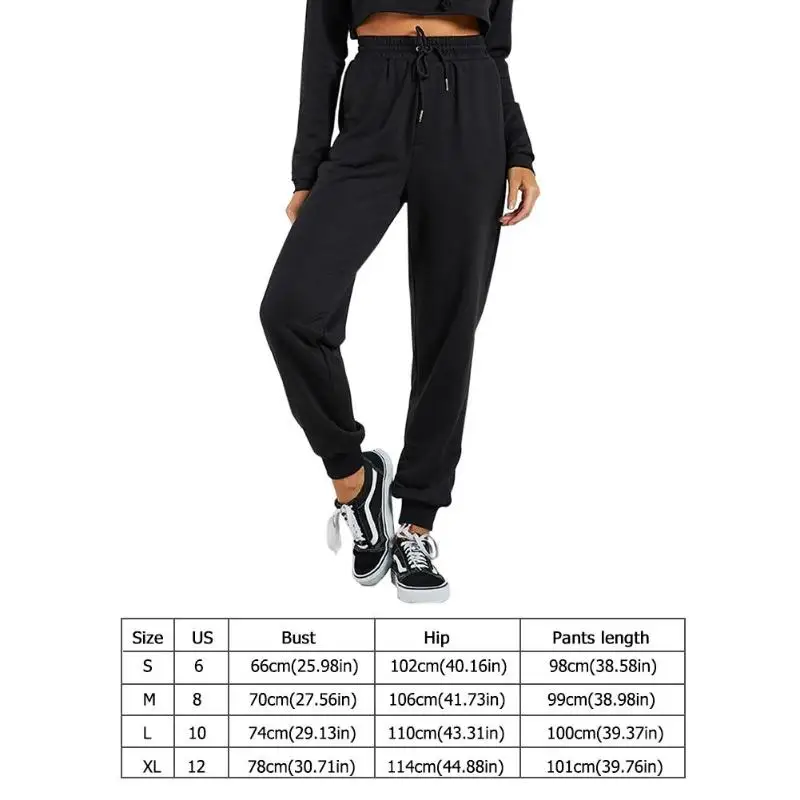 Women Pants Sweatpants Breathable Elastic Waist Slim Fit Sports Casual Fashion Solid Color Drawstring Trousers with Pockets | Женская