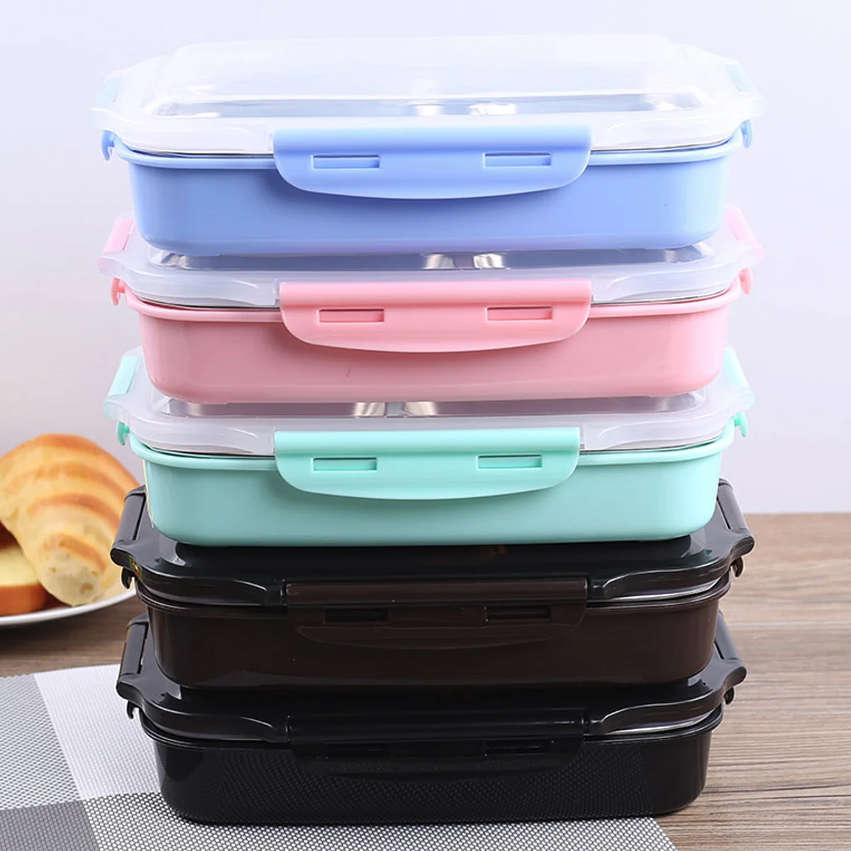 

Stainless Steel Lunch Box Large-capacity Microwave Heating Portable Dinner Food Containers For Picnic Office School