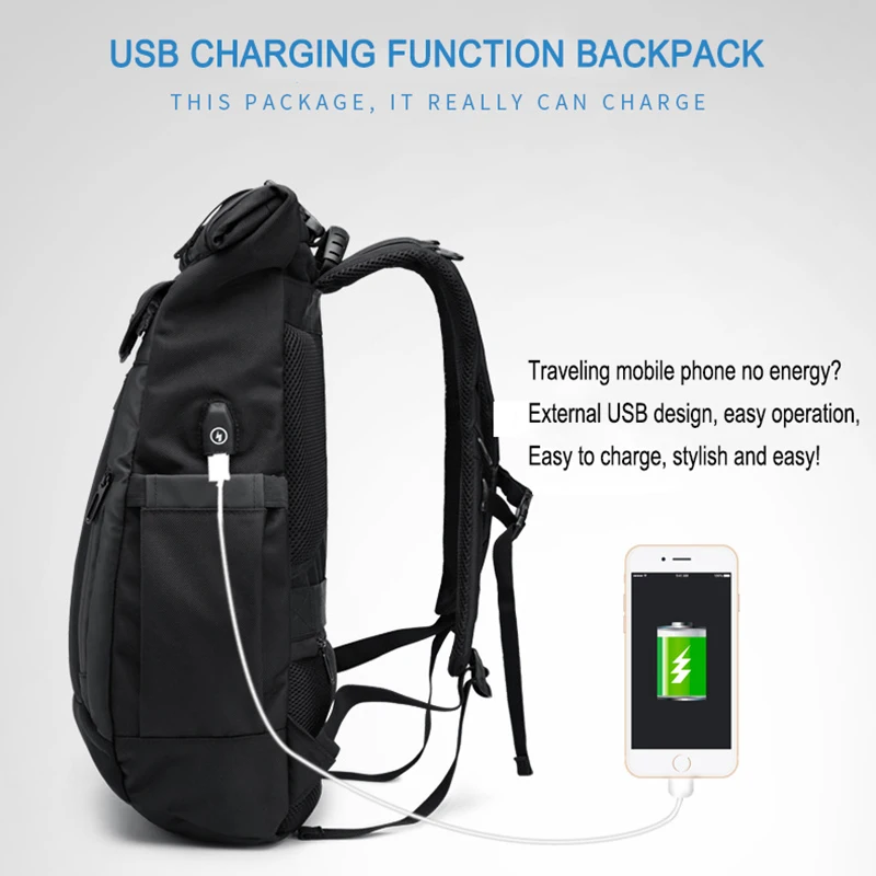 OZUKO 20-35L путешествия рюкзак Творческий Повседневное Usb зарядка Рюкзак Для мужчин